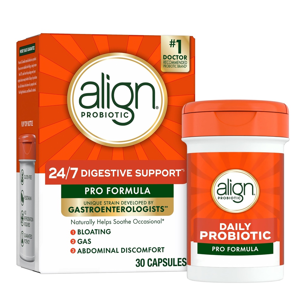 Aliniere Probiotic, Pro Formula, Probiotice pentru femei și bărbați, Probiotice pentru Sănătate Digestivă, Bărbați și femei Capsule Probiotice Ajutor pentru a elimina balonare ocazională și gaz*, 30 capsule