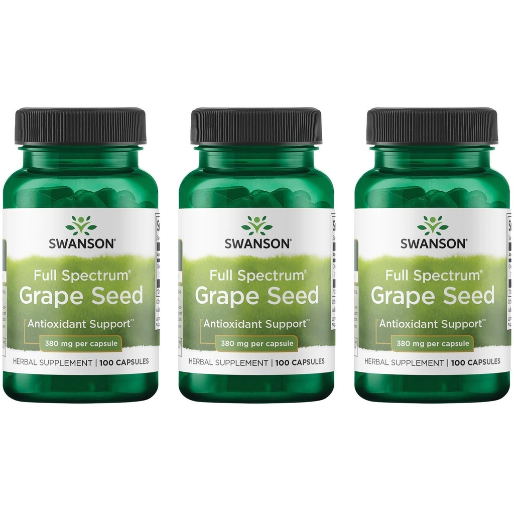 Swanson Seed Seed Heart Antioxidant Radicals Gratuit Suport de tensiune sanguina sanatoasa Polifenoli OPCS Suplimentul Herbal 380 mg 100 Capsule (3 ambalaj)