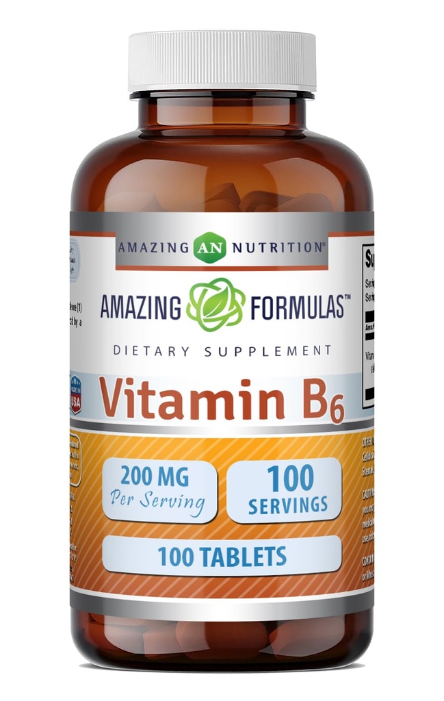 Amazing Formulas Vitamina B6 Pyridoxine 200mg 100 comprimate Supliment 