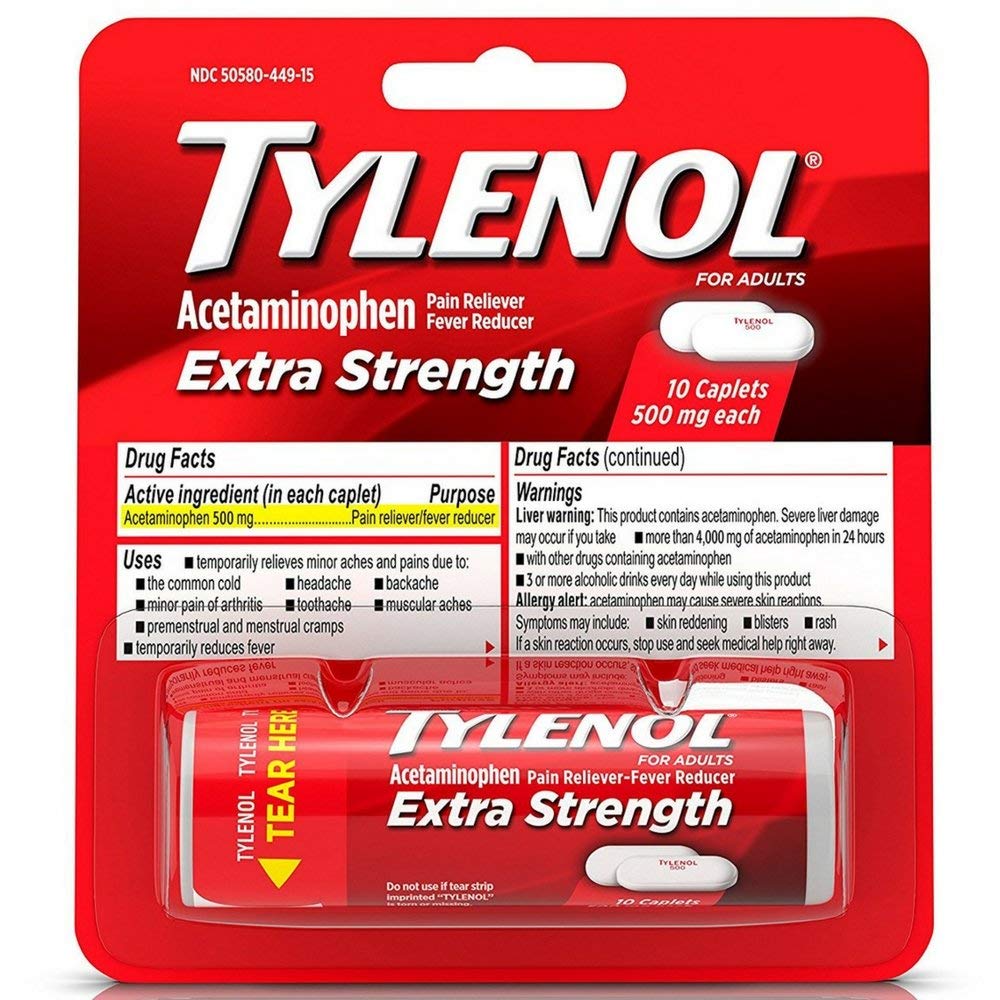 TYLENOL Extra Putere Caplete 10 ea (Pachet de 6)