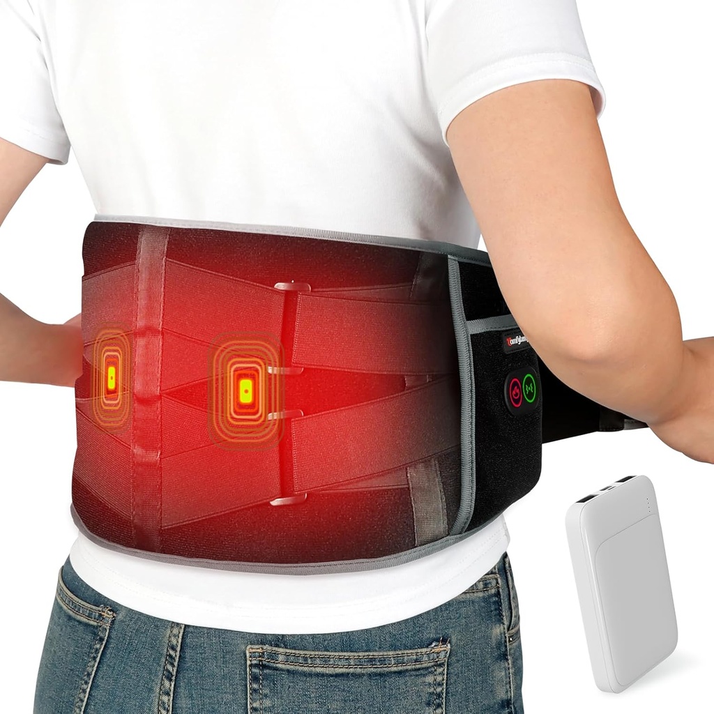 Cadouri de încălzire fără fir confortabile cu Massager pentru Relief Back Pain, Portable Back Massager FSA eligibile HSA Reîncărcabile, Cadouri de ziua de naștere pentru femei Bărbaţi Mama Tata Seniori Crăciun 3 Căldură 30 Auto-Off