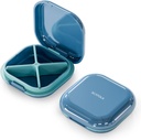 Caz de pastila mici, Travel Pill Box, Portable Pill Organizator, Pilula Container pentru buzunar 4 Compartimente, Daily Compact Travel Medicine Holder for Vitamins Medicine (Blue)