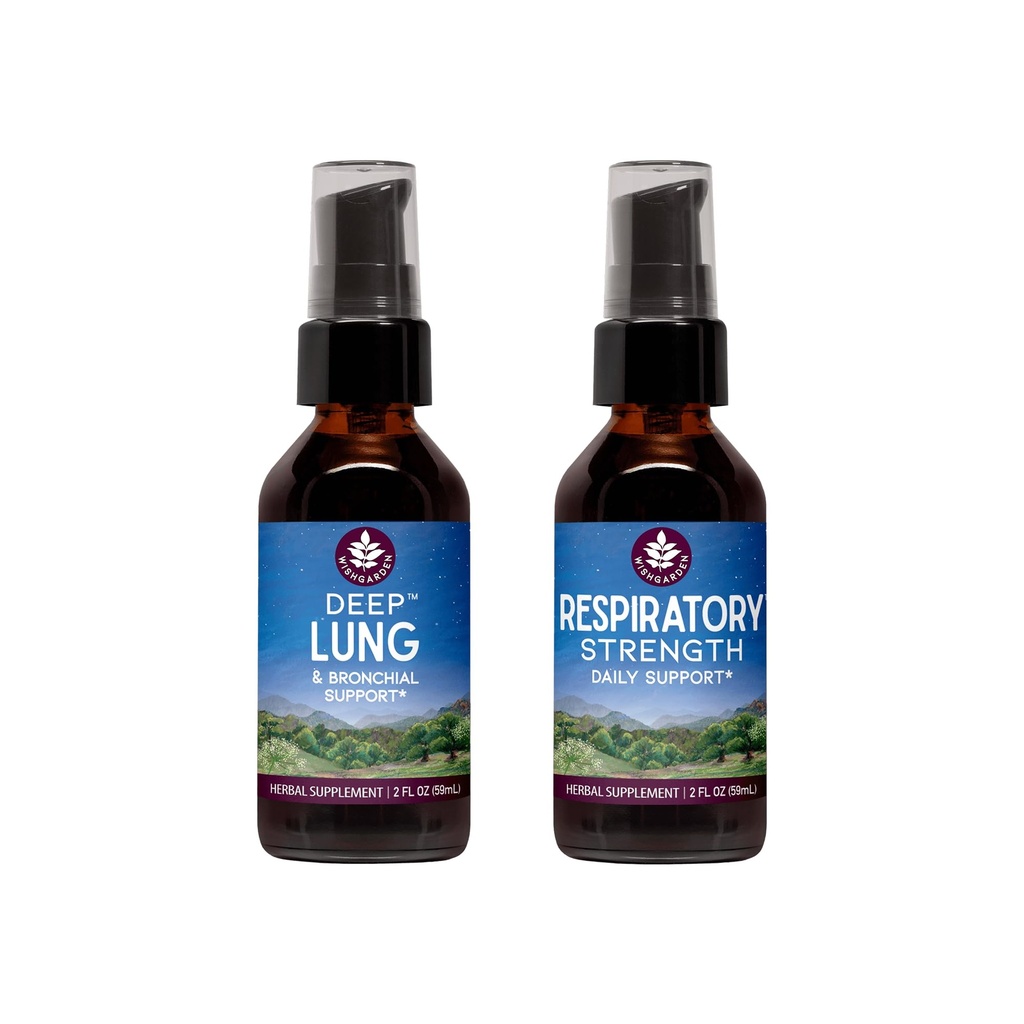 WishGarden Herbs Breathing Bundle - Deep Lung Bronhial Support Lung Cleanse & Detox + Respirație tonică Suporturi Lung-Term Lung Reziliență și o mai bună eficiență a plămânilor, 2oz Bundle