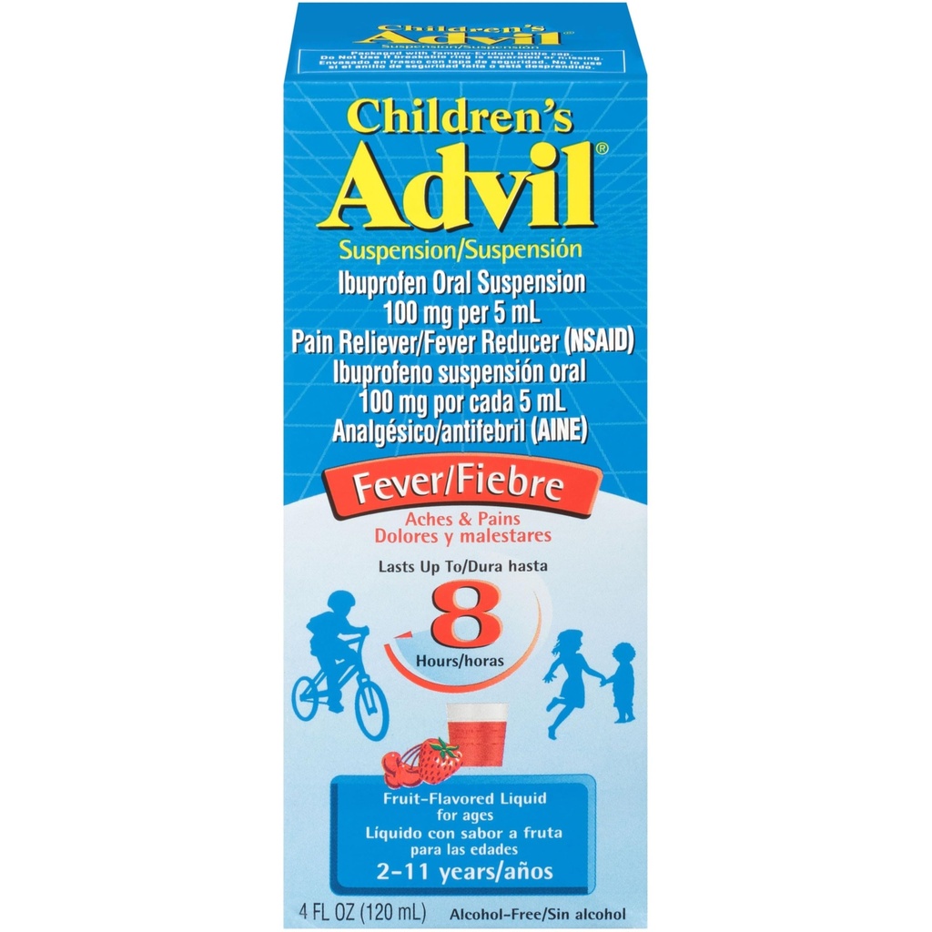 Copii Advil Pain Reliever și Reducere a Fevei, Ibuprofen pentru copii Medicina de calmare a durerii lichide, Fructe - 4 Fl Oz
