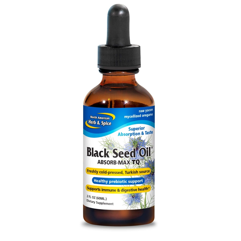 NORD AMERICAN HERB & SPICE Black Seed Oil Absorb-Max TQ - 2 fl. oz. - Drops Mycellized Sublingual - Immune Support & Digestive Health - Oil of Oregano - Non-GMO - 52 Total Servings