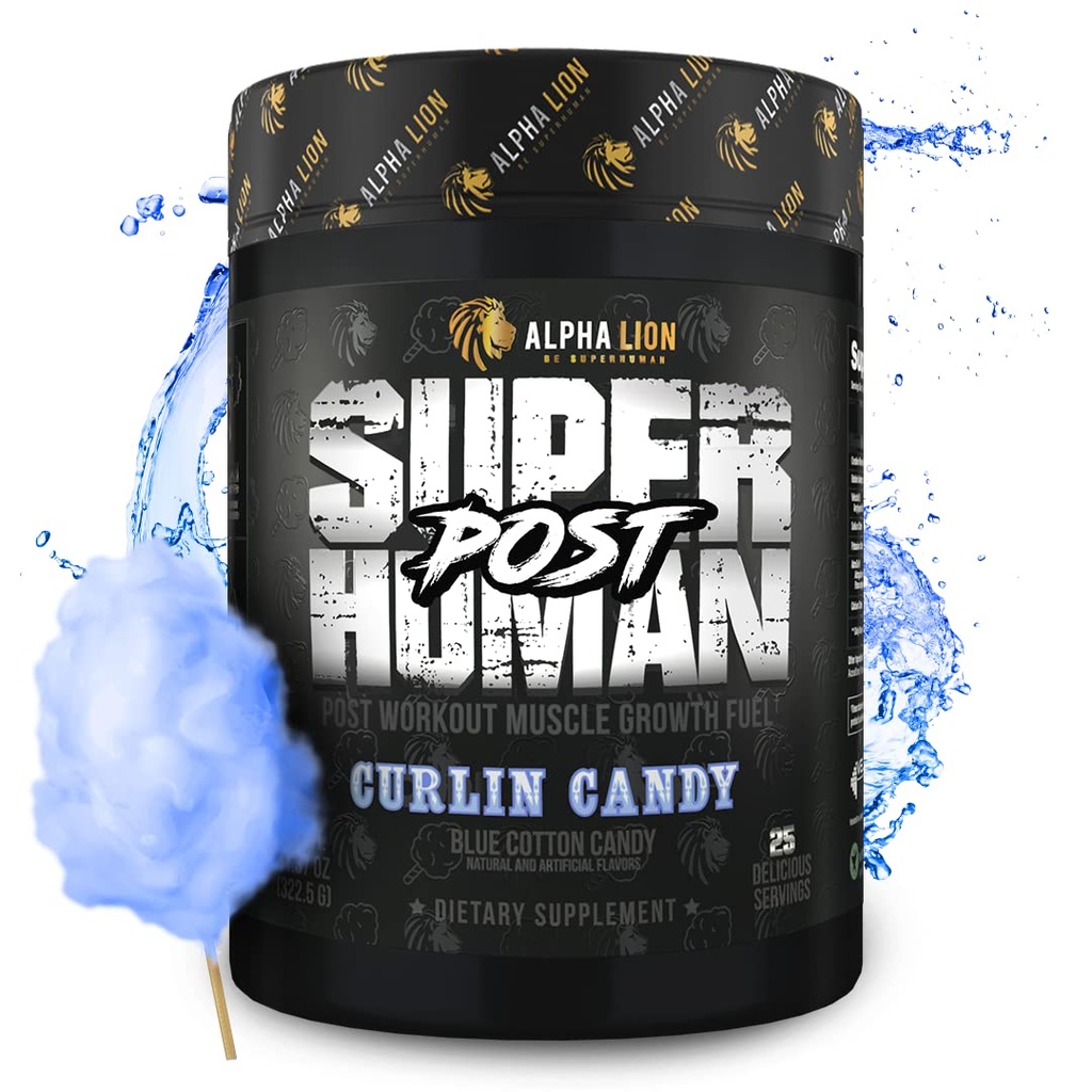 ALPHA LION Superhuman Post, Post Workout Recovery, Fast Acting Post Workout pentru bărbați și femei (25 Serviri, Curlin Candy)
