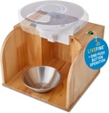 LiveFine Pill Dispenser Tipper (Dispenser nu este inclus), One-Touch Operation, Automatic Pill Dispensing, Stilish Wooden Base, Compatibil cu LiveFine & Alte modele de conducere