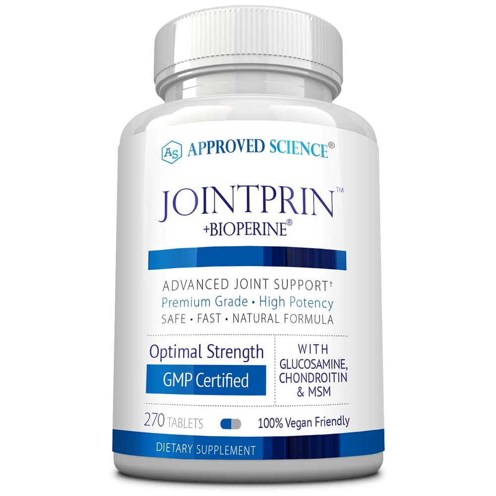 Stiinta aprobata Jointprin - Supliment comun de suport - Glucosamină, MSM, Chondroitin, Turmeric, Boswellia, BioPerine - 3 luni de aprovizionare