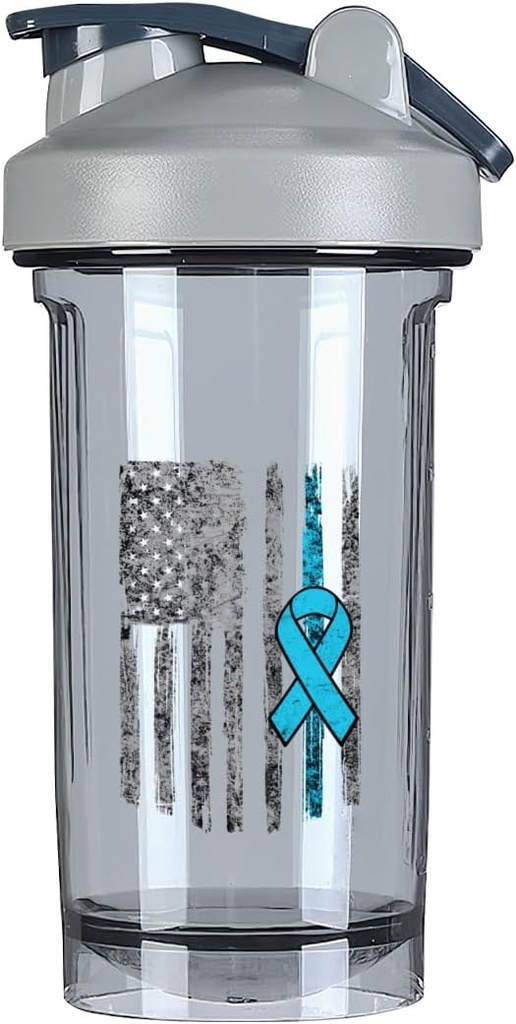 Prostate Cancer Awareness America Steag 18 Ounce Shaker Sticla Drink Mixer Leak-proof Proteina Shakes Mease Shakes Sticle 500ML/18 Oz Gray