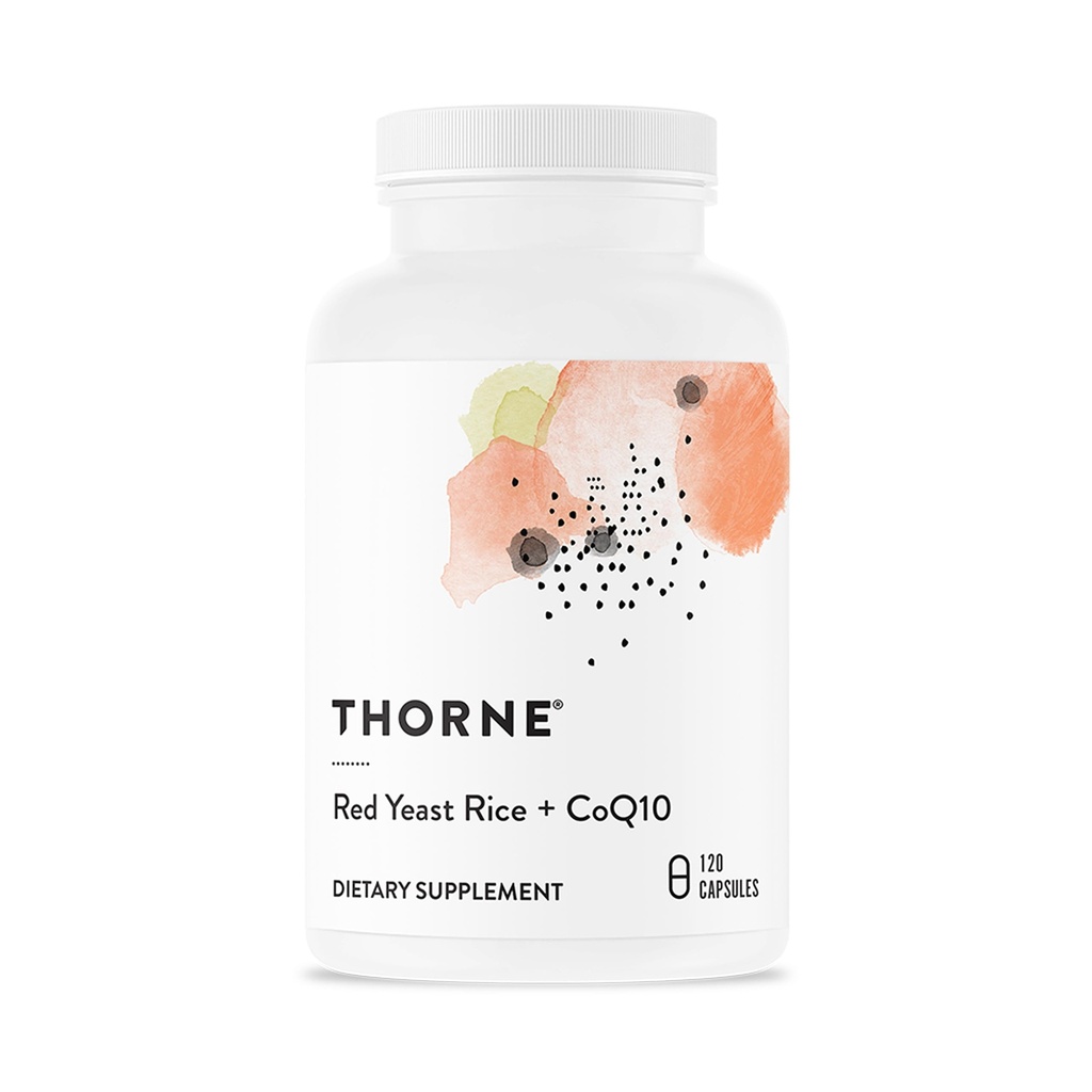 THORNE - Red Yeast Rice + CoQ10 - Mentine nivelul de colesterol sanatos si sustine sanatatea cardiovasculara - Adaugat suport antioxidant* - Gluten-free, lactate-free - 120 Serviri