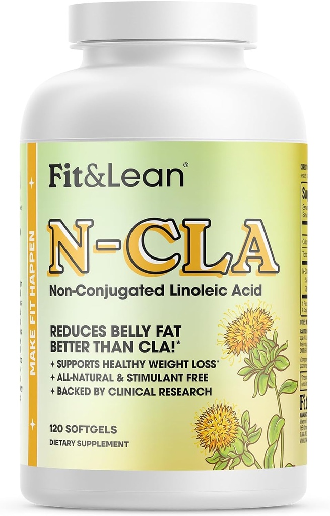 Fit & Lean N-CLA, supliment pierdere în greutate, reduce Belly Fat mai bine decât CLA, Boost Metabolism, Suportă Lean Muscle, Stimulant Free, Acid Linoleic Neconjugat, 120 Serviri (Packaging May Vary)