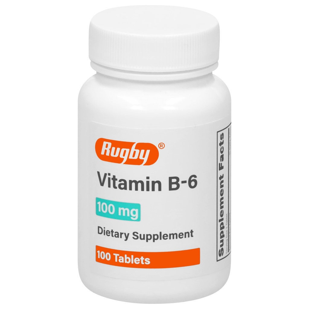 Rugby Vitamina B-6 comprimate - 100 mg de vitamina B6 - Supliment alimentar - 100 Conte