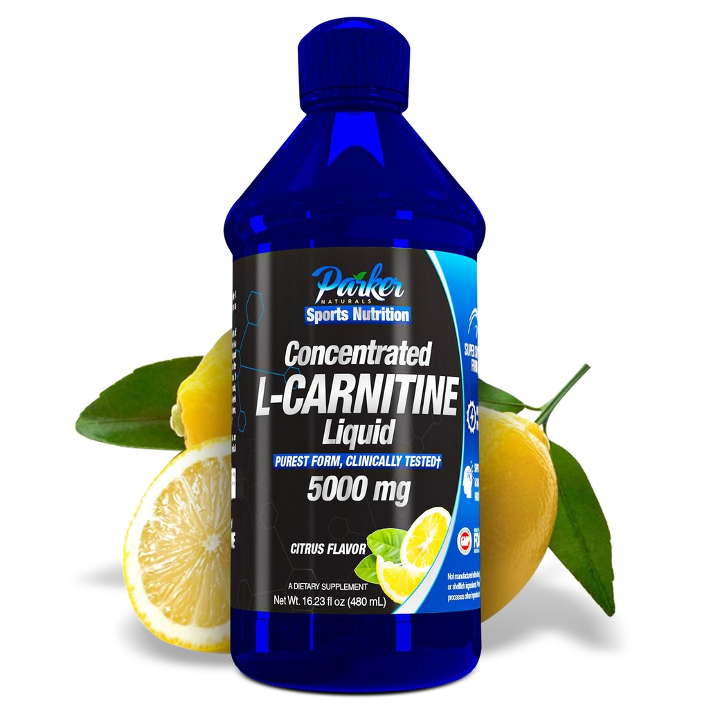 Parker Naturals concentrat L-Carnitina lichid, 5000mg Toate naturale Citrus arostat L-Carnitina Supliment, lichid L-Carnitina cu vitamina V5, 16.23 Fl. Oz