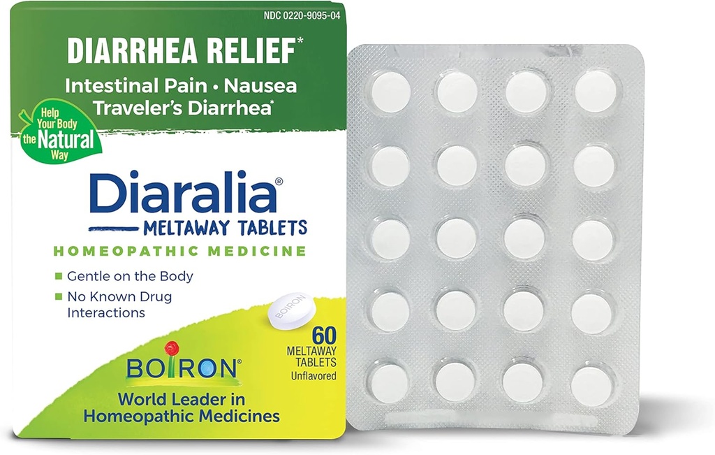 Boiron Diaralia Tablets for Diaree Relief, gaz, balonare, durere intestinală şi diaree Travler - 60 Conte