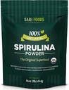 Pulbere organică Spirulina (16 Ounce): Natural Vegan, Provizii Folate, Vitamina B12, Fier, Acid gras Omega, GLA, Beta Caroten, Clorofila, Aminoacidi