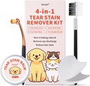 Tear Stain Remover Kit pentru câini și pisici cu Tear Stain Comb, Tear Stain Balm, Eye Cotton Pads, Pro Powder Brush Scoateți Gently Tear Stain, Debris ochi, Descărcare de gestiune, Secretele Mucus