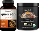 NatureBell Querbetin 1000 mg Per Serving & 10 in 1 Mushroom Powder, 10oz Bundle Pack 
