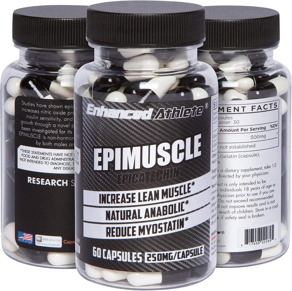 Epimuscul sportiv îmbunătăţit - Anabolic natural, creşterea masei Lean, reducerea miostatinei, 250 mg Epicatechin pur/ 60 capsule