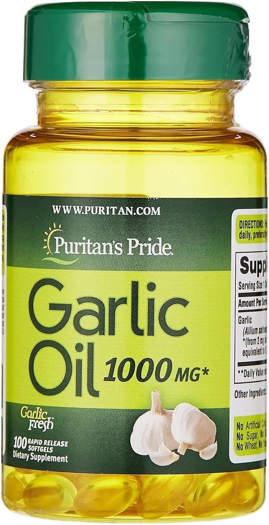 Puritan's Pride Usturoi ulei 1000 mg 100 Softgels