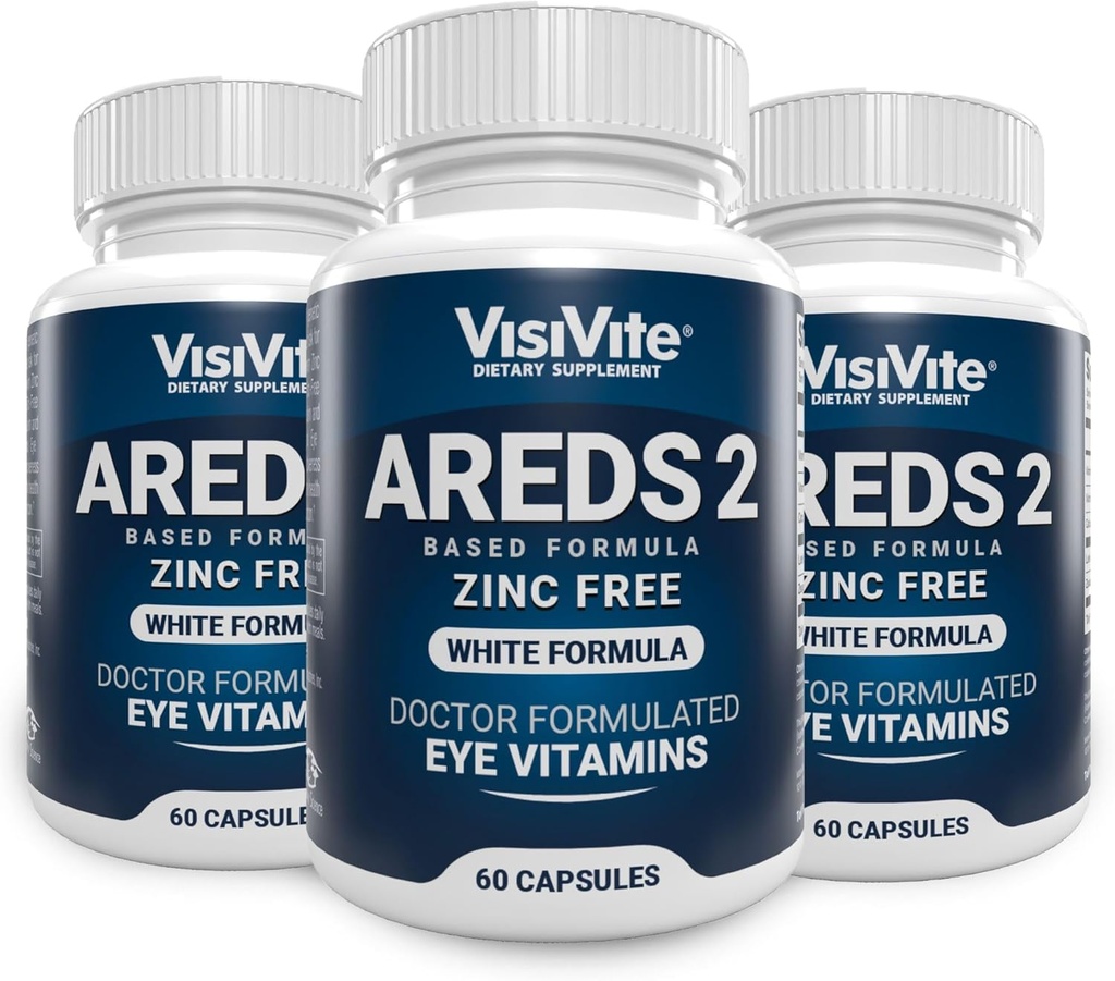 AREDS 2 Vitamine de ochi alb liber de zinc - Zeaxantină Plus Vitamine de ochi macular luteină - Soy-Free - Zinc si Copper gratuit de sanatate maculara Formula - Pachet de 3