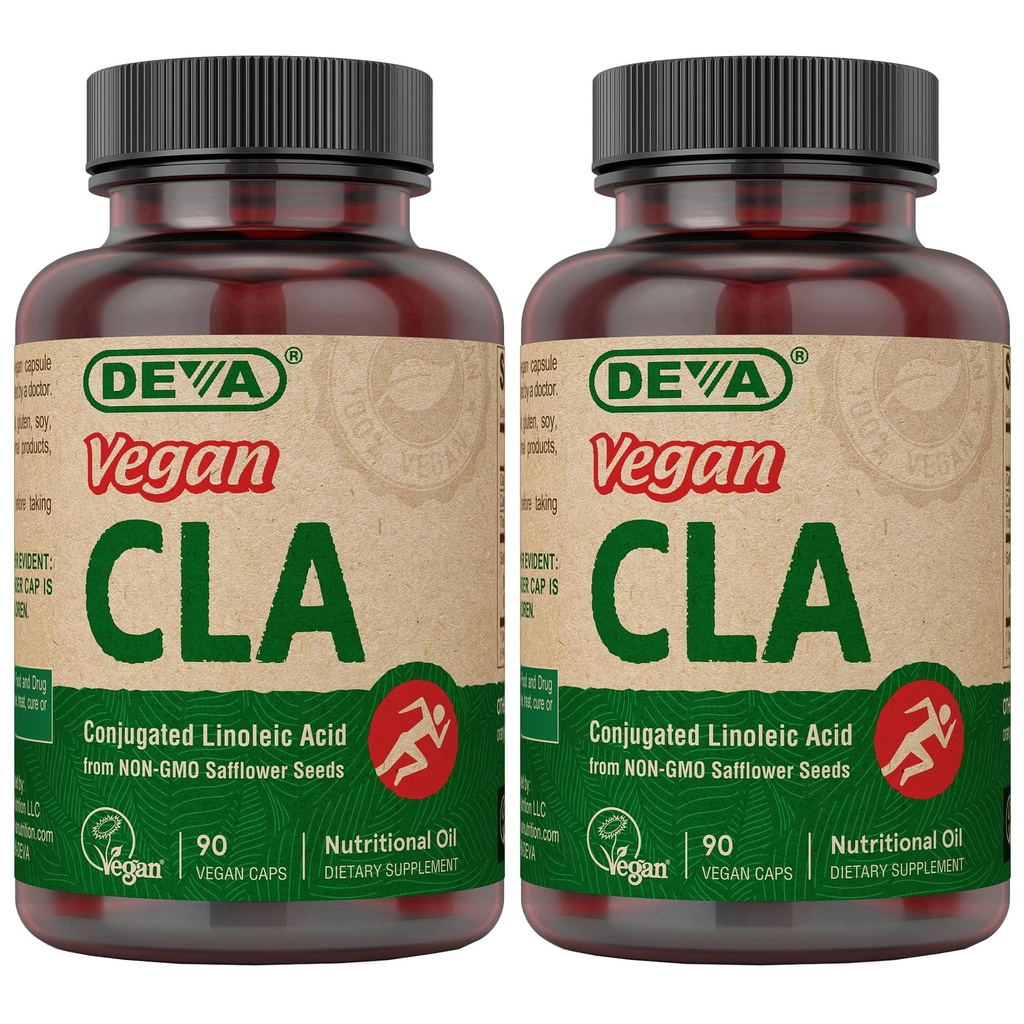 DEVA Vitamine Vegane conjugate Acid linoleic (CLA), din ulei de șofrănel non-GMO, 90 capsule, 1-pack