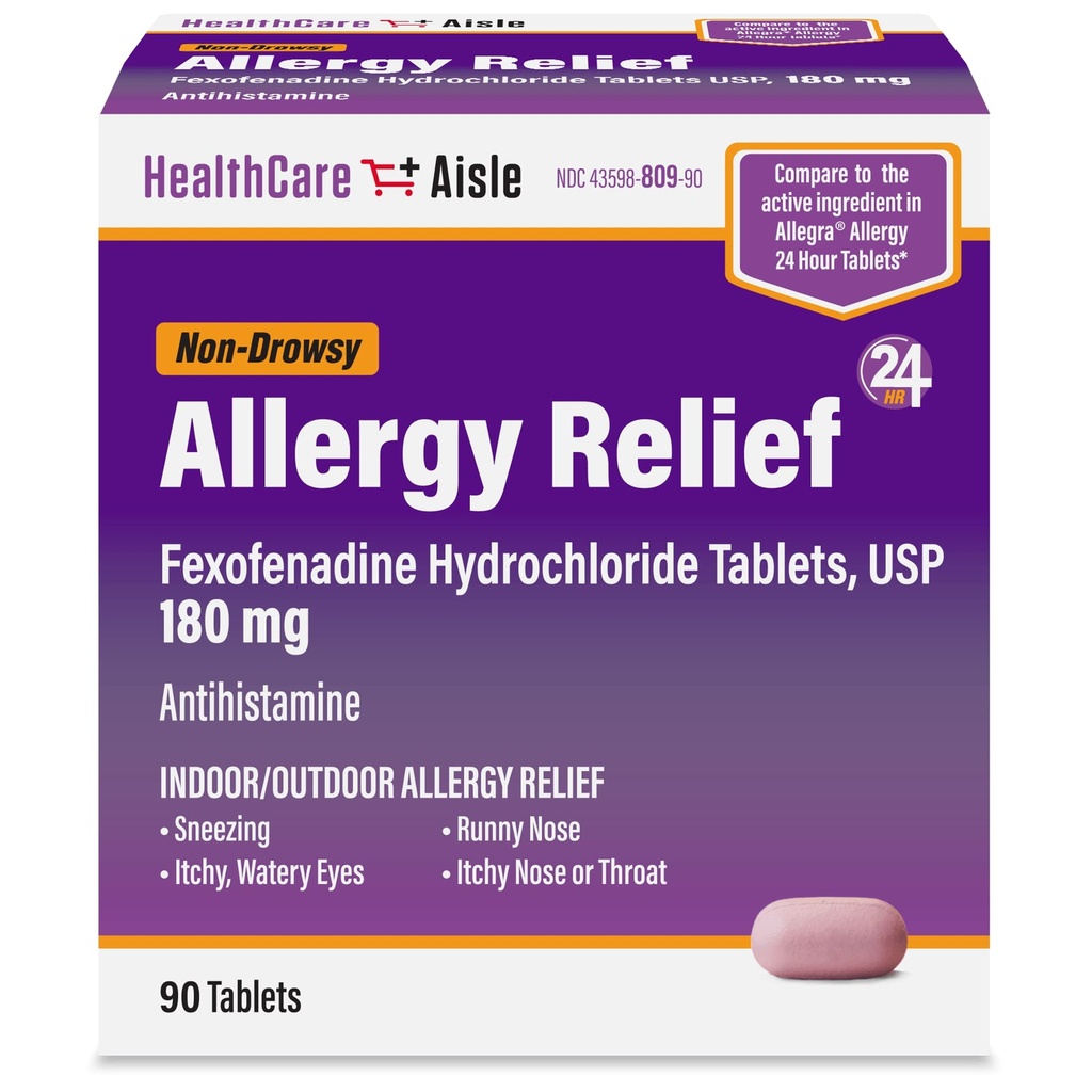 HealthCare sunt alergii Relief - Fexofenadină clorhidrat comprimate USP, 180 mg, 90 comprimate, Alergie Medicamente, non- Drowsy 24 de ore de ajutor