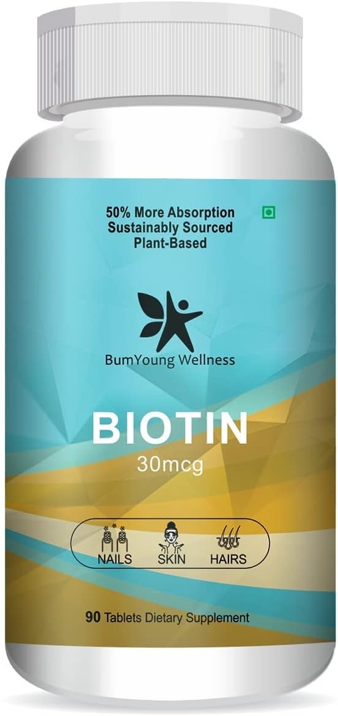Goldy Biotin 30mcg, Supliment pentru creșterea părului, păr puternic și piele strălucitoare, Lupte unghie Brittleness 90 Tablete