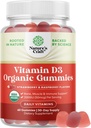 Vitamina organica D3 Gumiile pentru femei si barbati - Vitamina D Gumies 2000UI per Servire pentru sanatate osoasa, muschi si suport imun - Supliment non-OMG pentru adulti - Gelatină & Gluten Free - 60 Gume