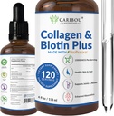 Colagen lichid & Biotină lichidă cu bioPerine pentru absorbție îmbunătățită - 10000mcg Colagen lichid & 5000mcg Biotin lichid - Colagen lichid pentru femei - 4 luni de aprovizionare de suplimente de Biotină și Colagen