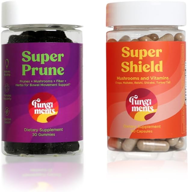 Ciuperci Suplimente de ciuperci, Digestion/Immunity Bundle, Super Prune 30 Count Gummies + Super Shield 60 capsule