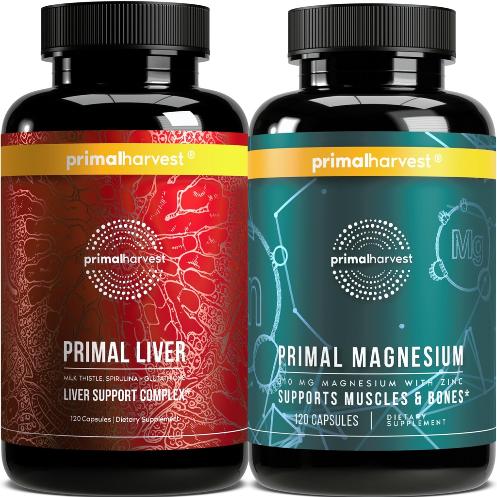 Suplimentul de magneziu și suplimentele hepatice pentru femei și bărbați de Bundle Primal Harvest