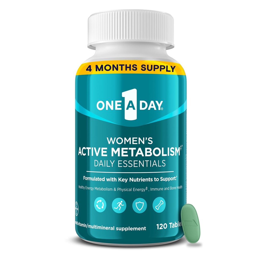 O zi de Ziua Femeii Active Metabolism Essential, Multivitamine pentru Femei, Suport Metabolism, Vitamine pentru Femei cu Toate 8 B-Vitamina, Vitamina D, Magneziu & More,120 Conte