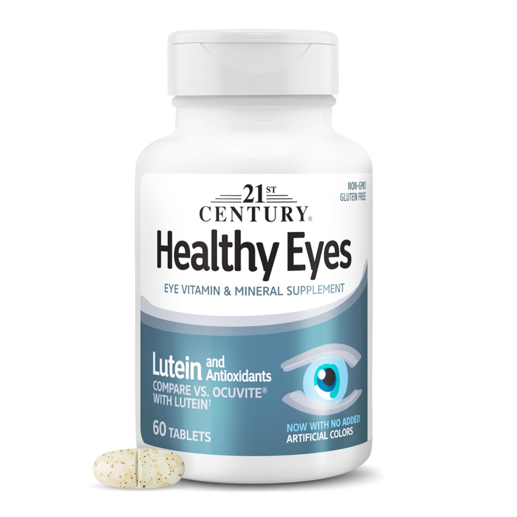 21st Century ochi sanatosi cu Lutein tablete, (60 Count), ochi vitamine si minerale Supliment cu antioxidanti pentru suport de viziune, Ochi Suplimente de sanatate pentru adulti & Seniori, Non OMG & Gluten gratuit