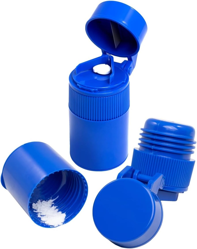 EZY DOSE 3 Compartiment Pilula Crusher, Cutter și Grinder, Utilizare zilnică, Pastile Seifly Cut, Vitamine, Tablete, Acurate și Easy Cutting, Lamă de oțel inoxidabil, Cupa de băut , Albastru, BPA gratuit