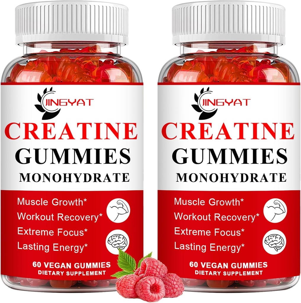 (2 ambalaj) Creatină Monohidrat Gummies Zahăr Creatină masticabilă pentru construirea musculare,Boost Focus,Strength,Edurance, 5g Creatină Monohidrat Gummy pentru bărbați și femei, 4X mai puternic decât capsulele de pulbere