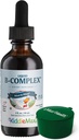 Maxi Health Raspberry lichid Vitamina B Complex, Supliment cu vitamina B12 - Sublingual B picături pentru copii cu B1 B2 B3 B5 B6 Biotin Acid folic, pentru energie și funcția creierului - 2 fl. Oz, Green Pillbox