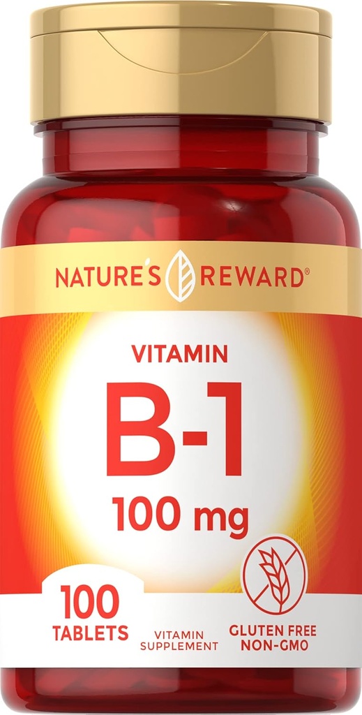 Vitamina B1 100mg (Thiamine) - 100 Conte - Vegetarian, non-GMO & Gluten supliment gratuit - prin recompensa naturii