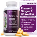Relieve-fxTM DLPA Boswellia Turmeric şi Ginger Supliment, Stres Relief, Inima, Digestie, Crampa musculara, comun, Inflamaţie Sănătate, Vitamina B6 P5P, Acid Boswellic, Curcumin cu Pepper negru - 90ct