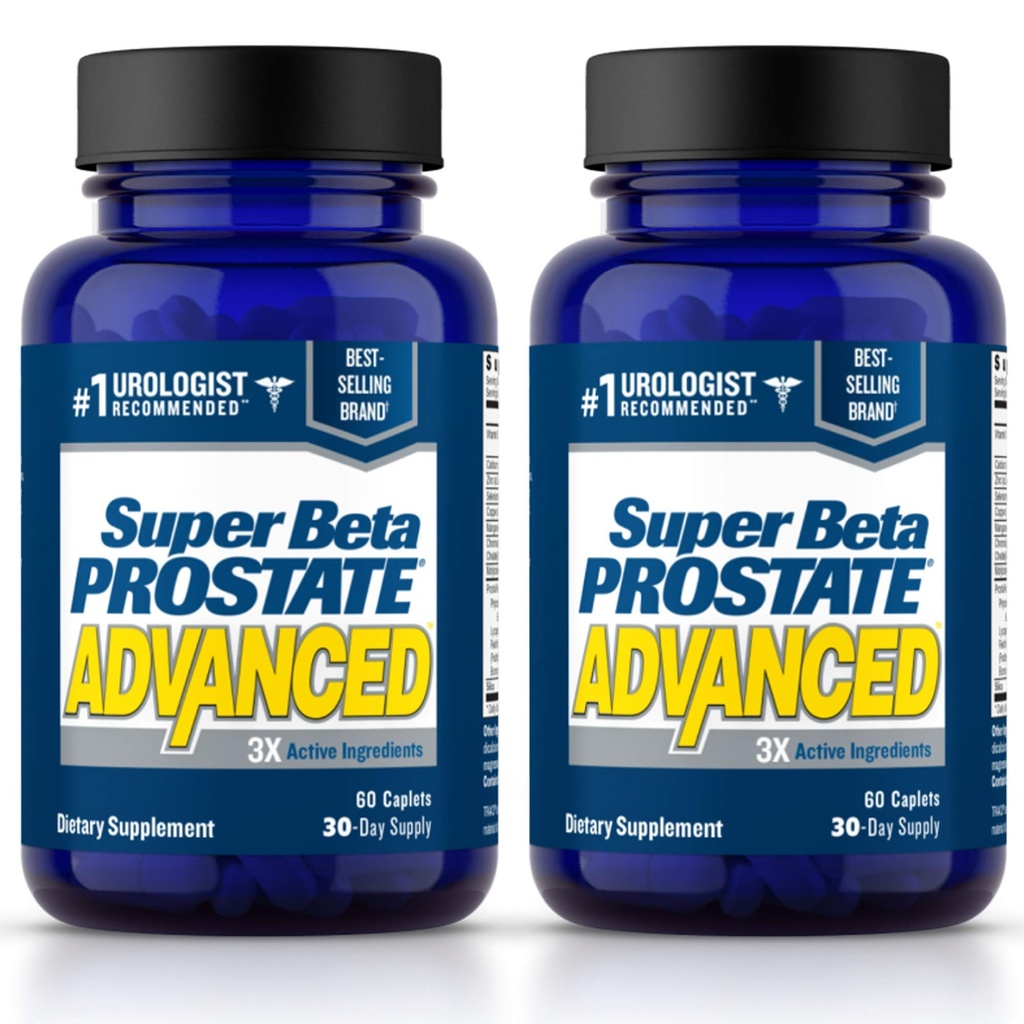 SUPER BETA PROSTATE Advanced  Prostata Supplement Supplement for Men's Health with Beta Sitosterol, not Saw Palmetto. (120 Caplete, 2 Pack)