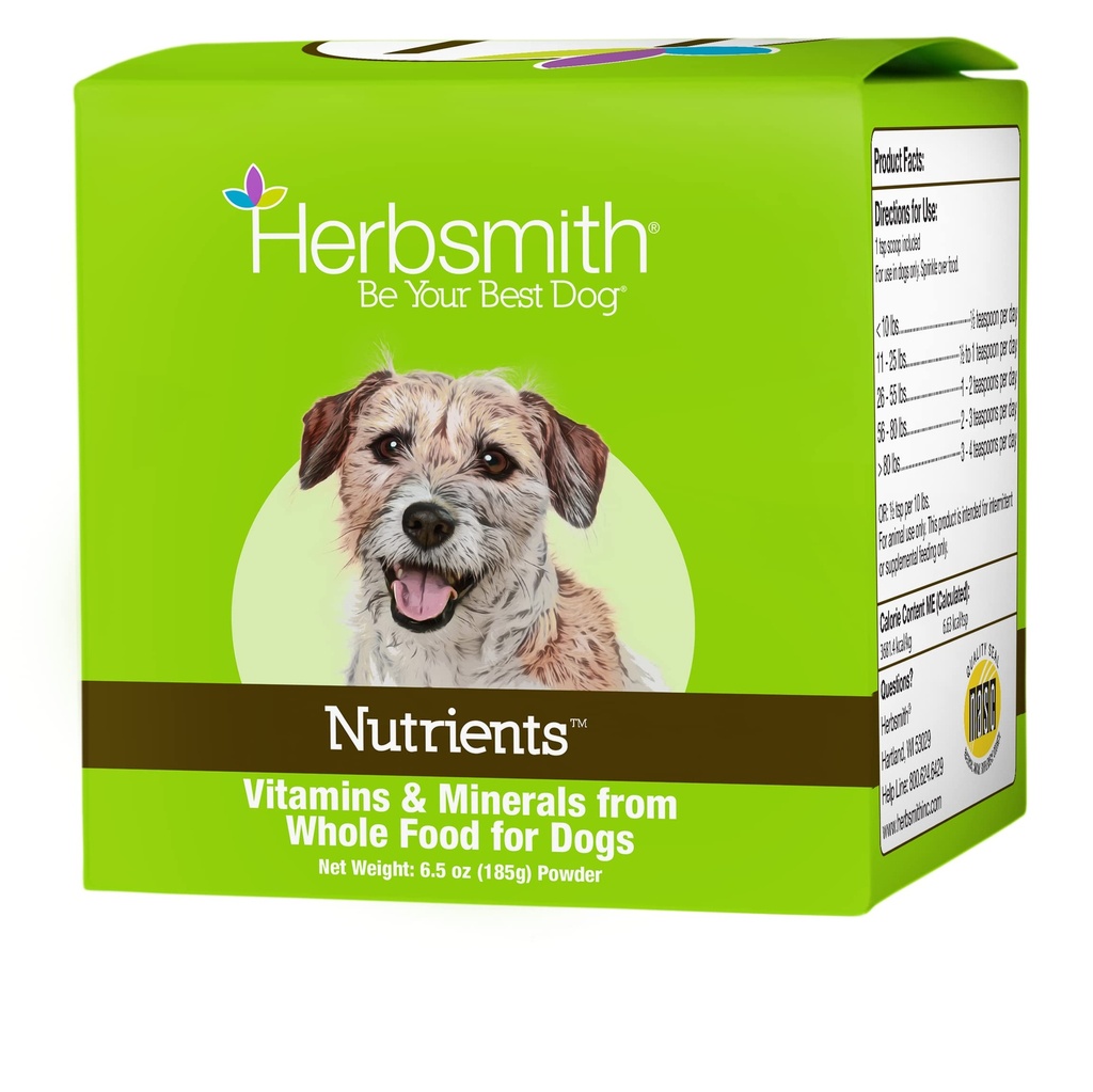 Herbsmith Nutrients Superfood Câine Multivitamine Featuring Vitamine & Minerale de la Whole Foods Boost Kibble sau DIY Raw cu antioxidanți pentru căței la Seniori - 6.5 oz