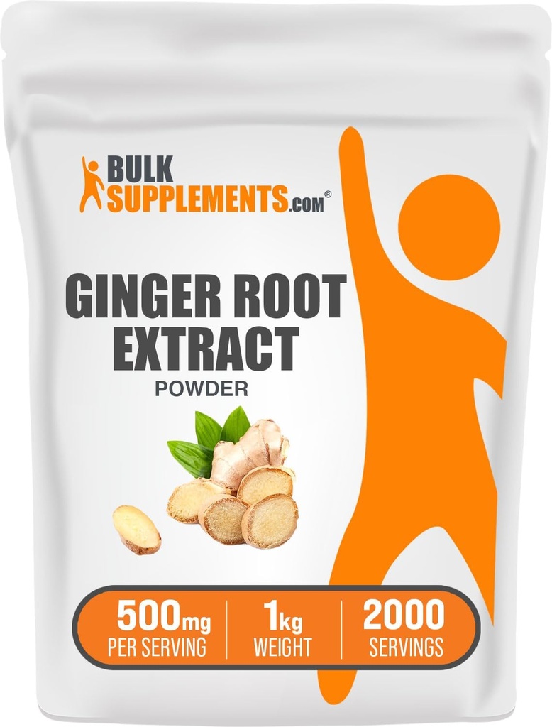 BulkSupplements.com Root Root Pudra de extract de ghimbir - Supliment de ghimbir Root - Supliment de plante, Gluten gratuit, 500 mg per Serving, 1kg (2,2 lbs) (Pachet de 1)
