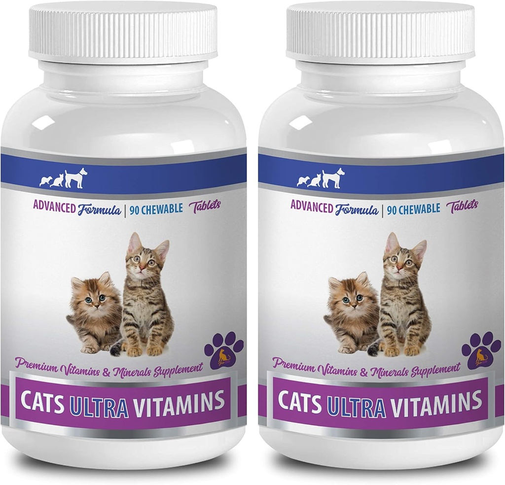 Vitamine pentru Cats Immune System - Ultra Vitamine pentru pisici - Minerale sanatoase si vitamine Formula - Chews - pisica Suplimentul de calciu - 2 sticle (180 tratează)