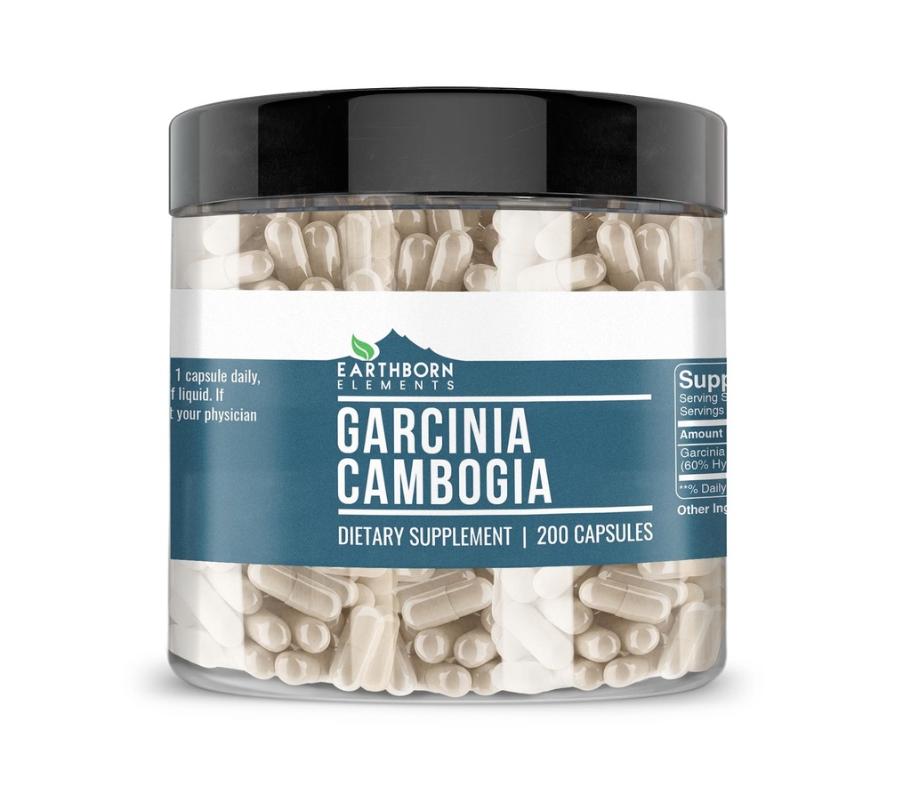 Elemente pământene Garcinia Cambogia 200 Capsule, Pure & Nediluate, fără aditivi