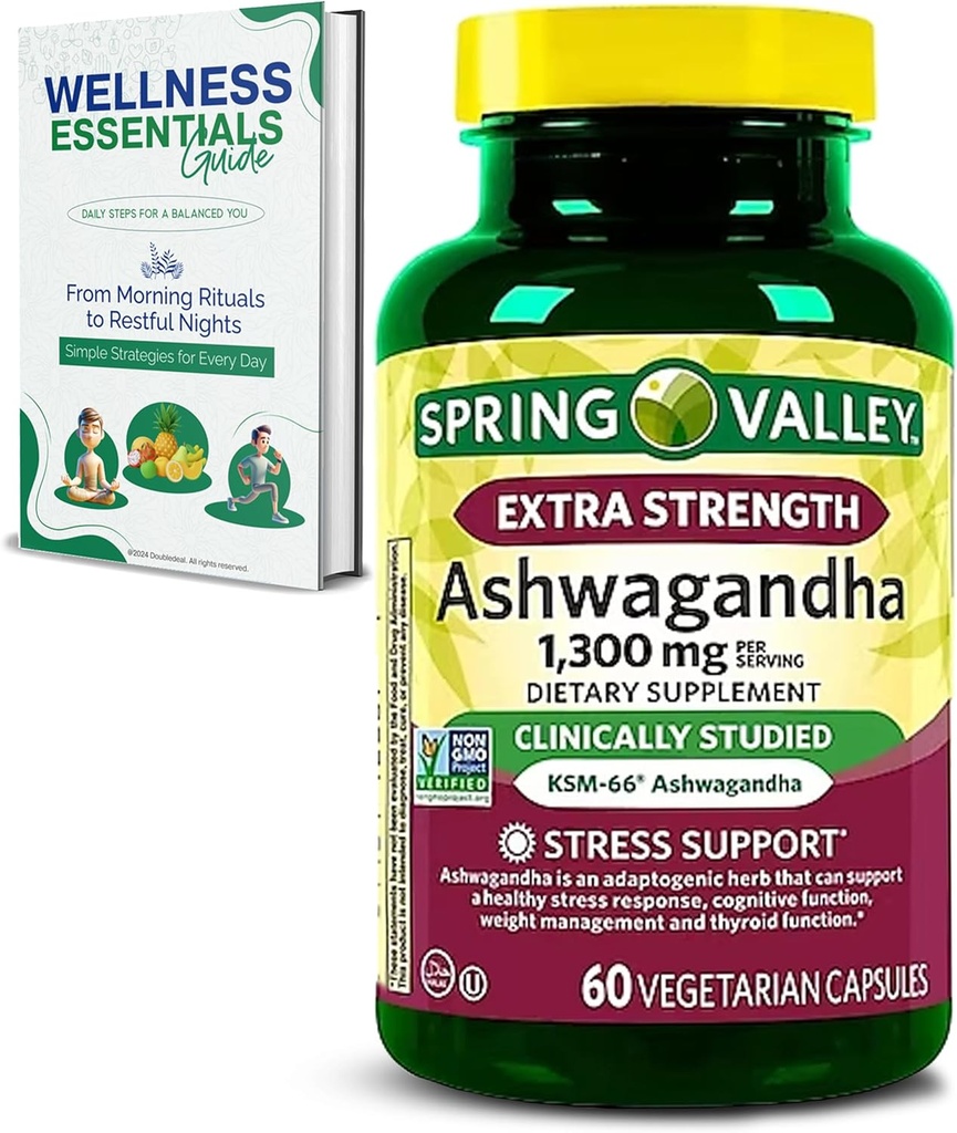 extra Putere Ashwagandha 1300 mg, 60 Capsule vegetariene - Stres & Suport cognitiv - Stare de bine Holistic, Soy Free, Gluten Free & Lactoză