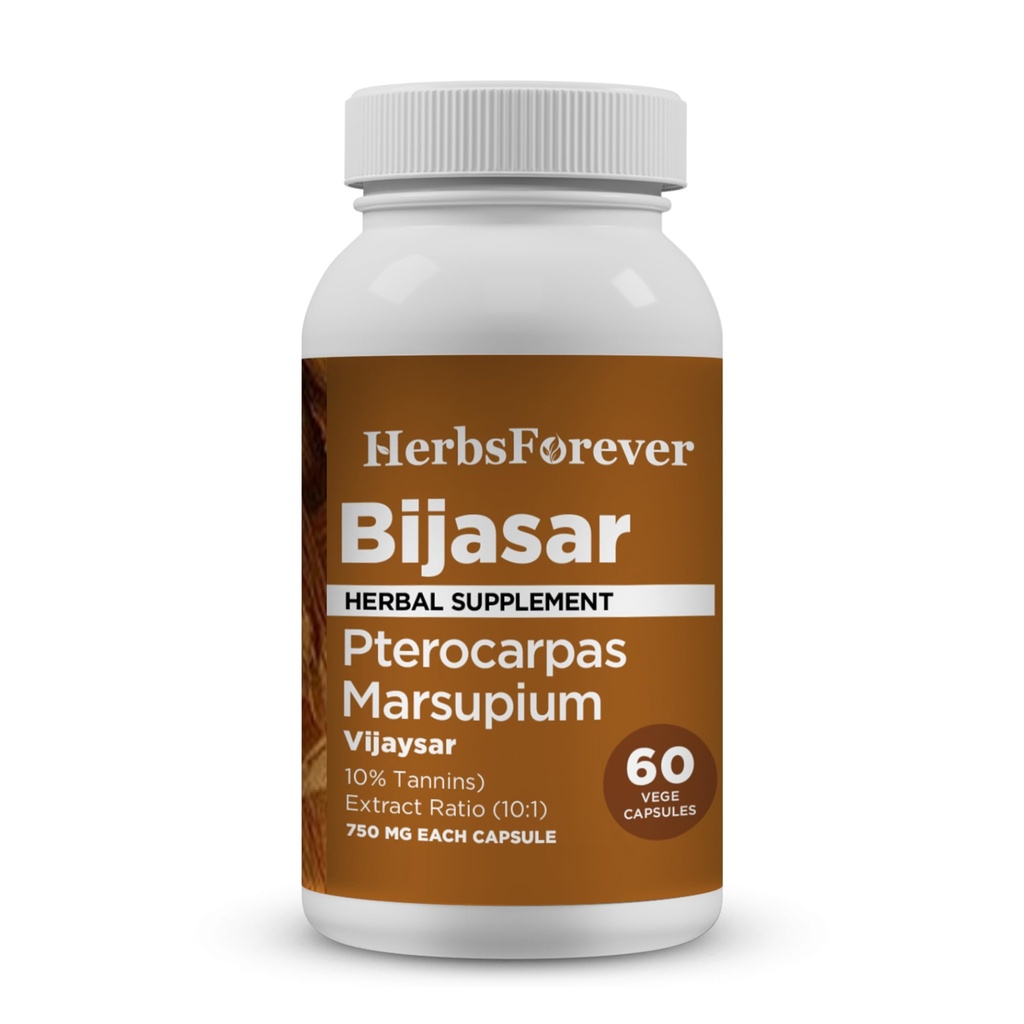 HerbsForever Bijasar [Indian Kino Tree, Malabar Kino]-Extra Force(10:1) Extract,Equiv.to 4800mg Bark Powder Per Serving-Liver Support & Detox Blood Sugar & Detox Sugar & Detail & Detoxis & Detoxis & Detox Sugar & Detail & Detoxis & Detonare 10% Tanins