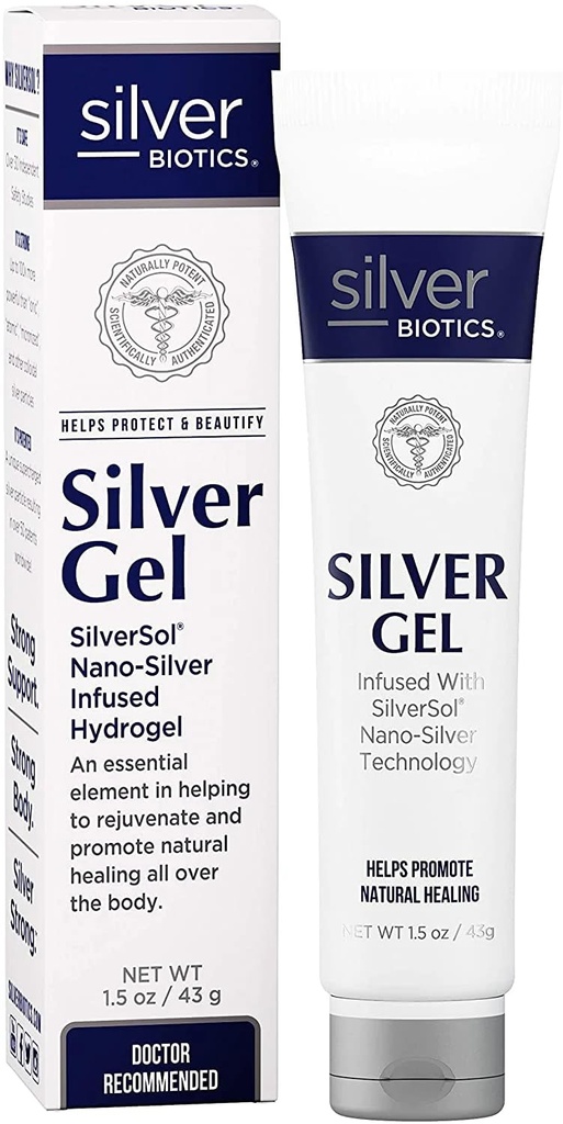 American Biotech Labs Silver Biotics Patentate Multivalent SilverSol 20 PPM Soothing Skin Gel 