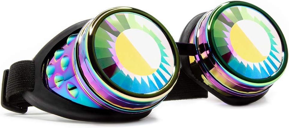 GloFX Policrom Gaura de vierme Kaleidoscope Goggles - Festival Rave Costume Cosplay Prism EDM 3D Sudare Goggles gotice