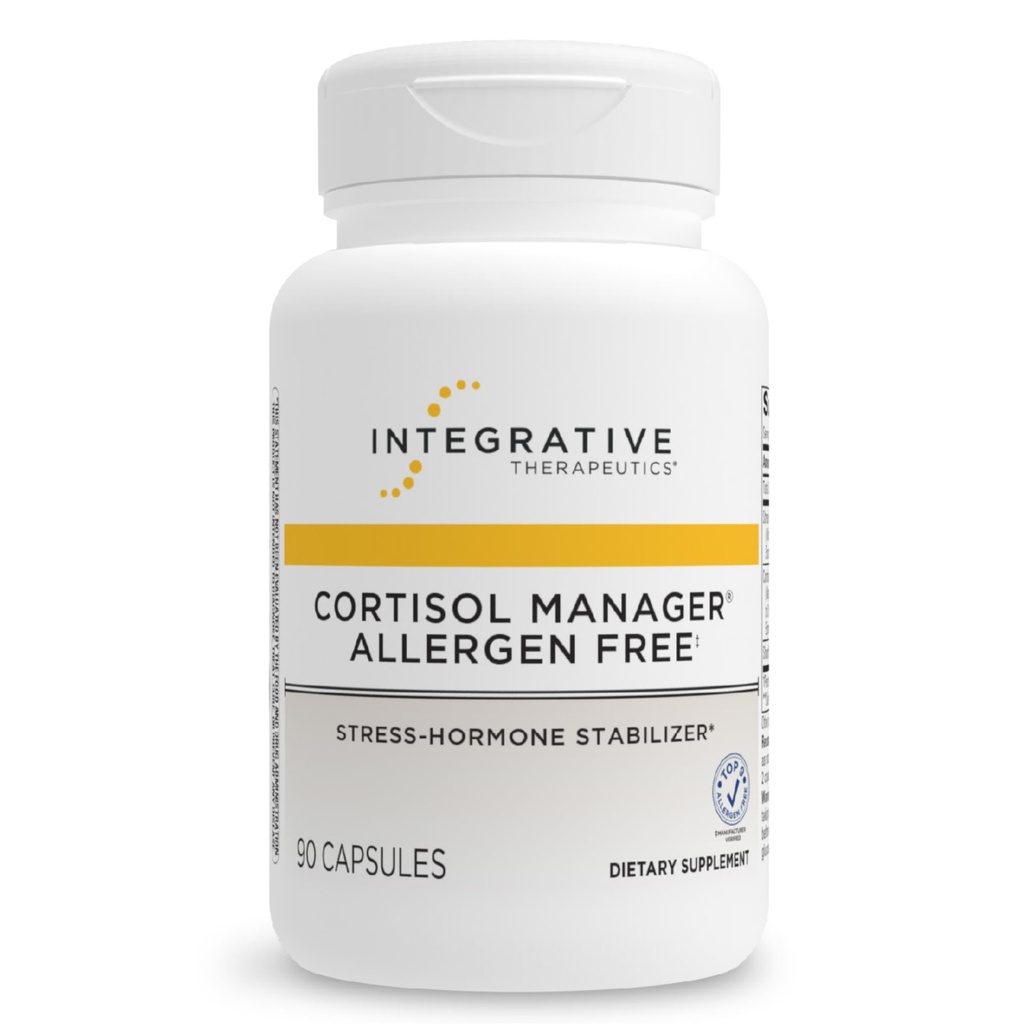 Terapologii integrate Manager Cortizol Allergen Free - Supliment de sprijin pentru sănătate suprarenală pentru răspuns sănătos de stres* - Vegan, non-Dairy & Gluten-Free - 90 capsule (45 Servings)