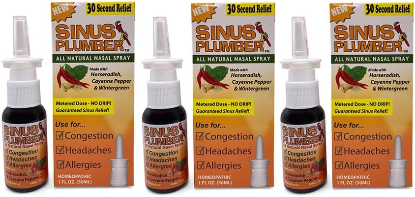 Sinus Instalator 3 Pack - Natural Saline Nasal Spray cu Capsicum Pepper și Wintergreen