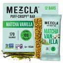 Mezcla Puff Proteine Baruri, gluten gratuit și Vegan Baruri de proteine, 10g Proteina, Alt pentru Crispy Rice Treat, Granola Baruri și mic dejun Baruri, Sanatos gustari pentru adulți, Matcha Vanilla, 12 Pack